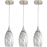 Kitchen Pendant Lighting for Island, Modern Edison Hanging Light with Handcrafted Art Glass, Adjustable Nylon Core Ceramic Ho