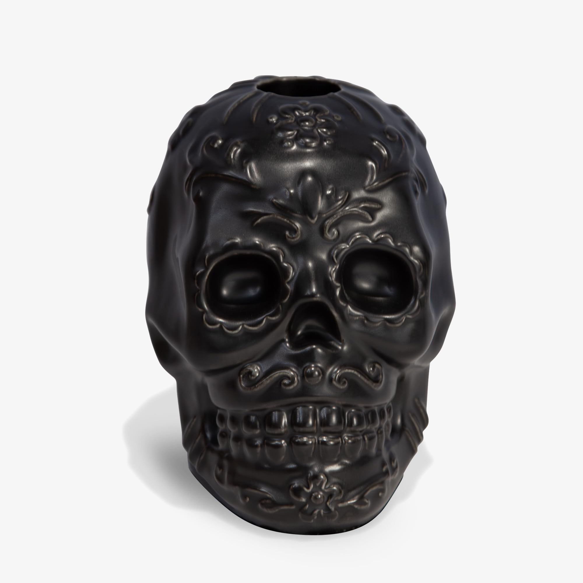 Luminara Gothic Skull Candle Holder - Black 3.75" x 4.25" - Fits 1" W LED Candlestick - Halloween Day of Dead Home Decoration - Victorian Style