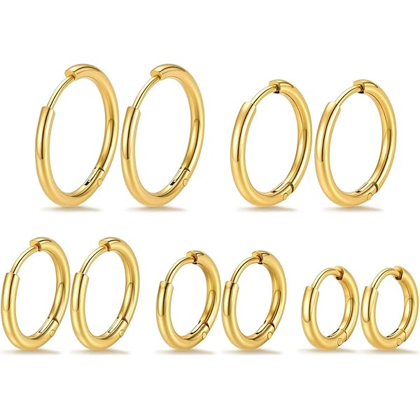 Aretes De Aro Grande Dorado Para Mujeres Niñas, Delicados Aretes De Aro