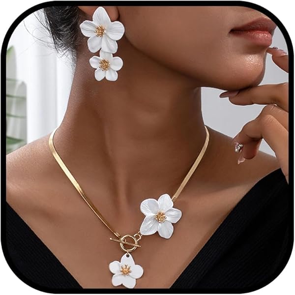☆ENGBROX☆ amelia pearl flower necklace EBNL24029RB Amazon.com: Andelaisi Boho Large Flower Exaggerate Choker