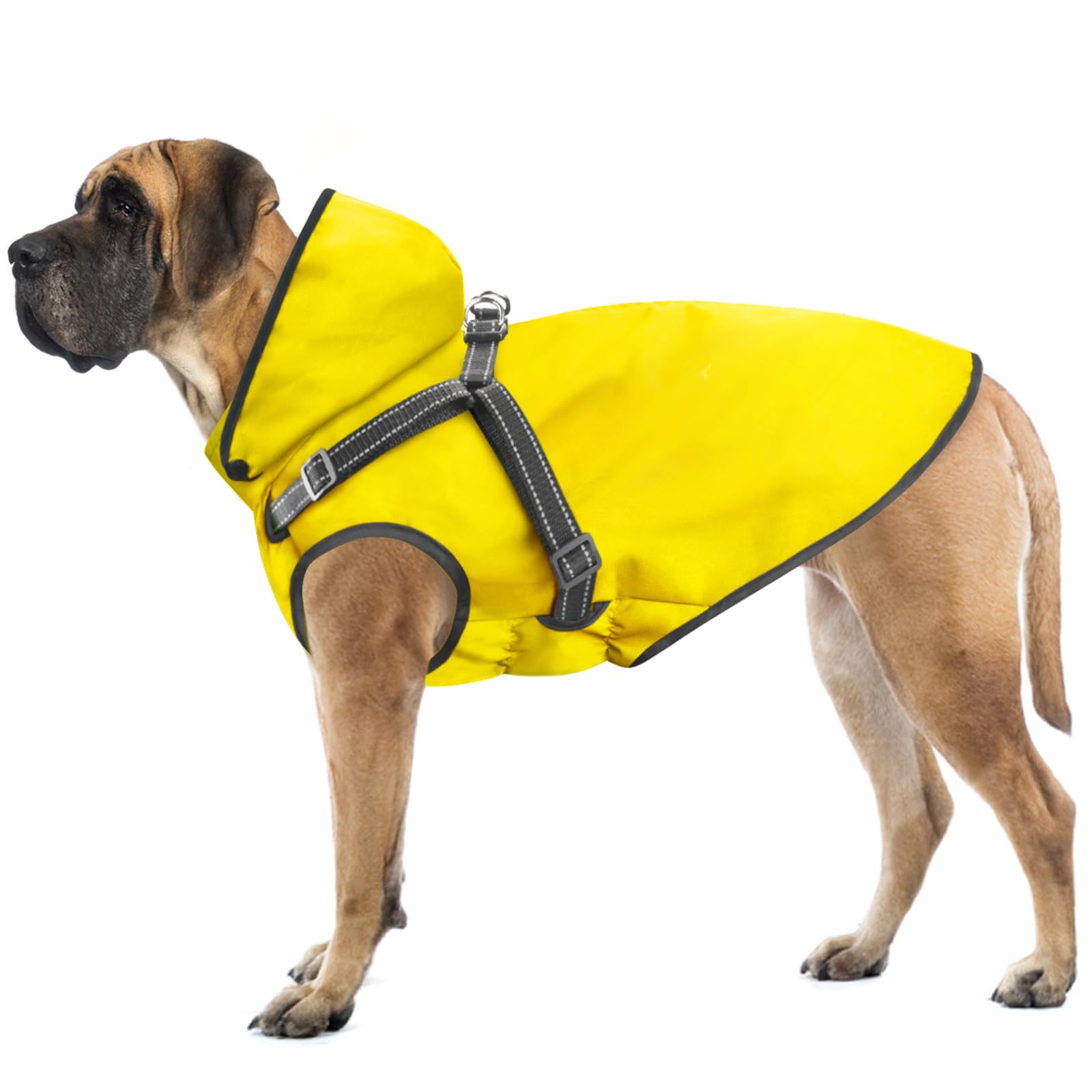 Photo 1 of Mosucoirl Dog Raincoat Waterproof Hoodie Reflective Dog Raincoat Hooded Adjustable Rain Jacket for Small Medium Large Dogs Puppies Doggie (Yellow, XL)