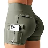 SEASUM Scrunch Butt Shorts for Women with Cargo Pockets Booty Lifting 4.5" No Front Seam Biker Workout Shorts