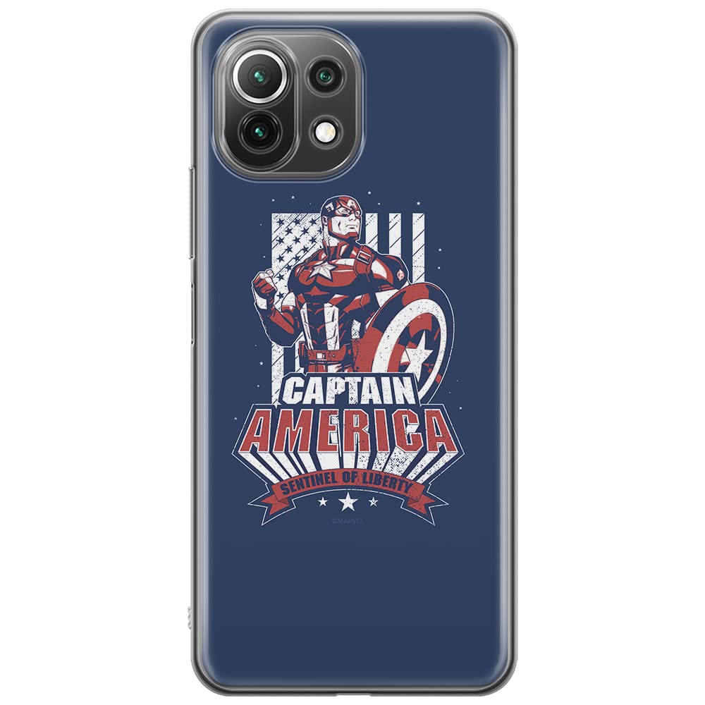 ERT GROUP mobile phone case for Xiaomi 11 Lite 4G/5G original and officially Licensed Marvel pattern Captain America 018, case made of TPU