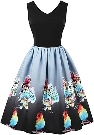 Amazon.com: KILLREAL Women's V-Neck Sleeveless Vintage Cocktail Christmas Swing Dress : Clothing 