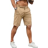 Uusollecy Mens Casual Shorts, Flat Front Chino Short Summer Classical Fit 11" Shorts with Pockets