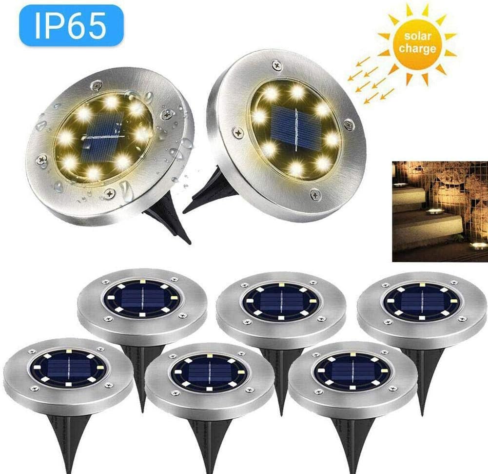 Snow Island 8 LED-Solarleuchten, flach, Garten, Rasenbeleuchtung, Deck