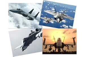 Artery8 Military A-10 Warthog F-15 Eagle F-18 Hornet F-22 Raptor Fighters Navy Wall Art Print Poster Pack of 4