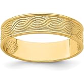JewelryWeb 14k Gold Wave Engraved Thumb Ring [size 9] Ring for Women