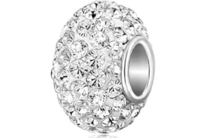 Luluadorn Sparkling Clear White Crystal Charm Compatible with Pandora Charms Bracelets