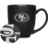 Rico Industries NFL Football 15oz Matte Black Bistro Mug - For Hot or Cold Drinks - Team Logo Etched For Unique Feel