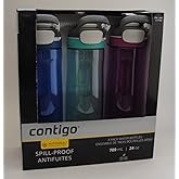 Contigo Autoseal Spill-Proof Water Bottle 24oz, 3 Pack (Smoke, Iced Aqua, Sangria)