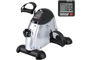 Mini Exercise Bike, himaly Under Desk Bike Pedal Exerciser Portable Foot Cycle Arm & Leg Peddler Machine with LCD Screen Displays