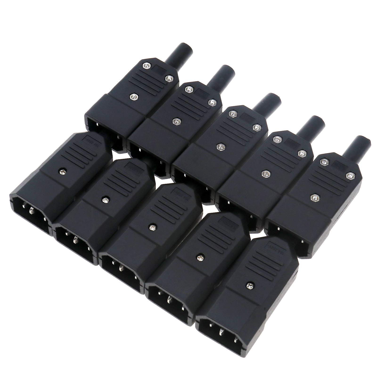 OTOTEC AC250V 10A Male 3Terminals Panel Mount Power Socket Adapter Connector 10pcs