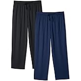 DAVID ARCHY Mens Pajama Pants, Men's Pj Sleep Pants Pajama Silky Soft Lightweight Lounge Pants with Pocket 2 Pack