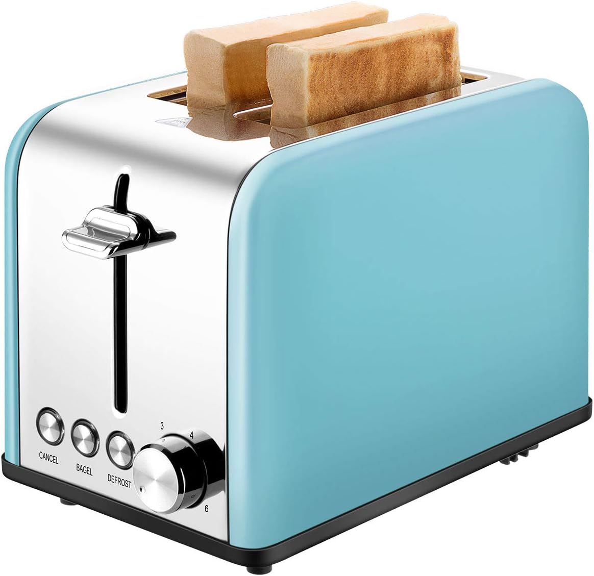 Toaster 2 Slice, CUSINAID Extra Wide Slots Toaster with BAGEL/DEFROST/CANCEL Function, Stainless Steel Two Slice Bread Bagel Toaster, 825W, Retro Blue