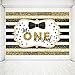 MEHOFOTO Mr Onederful Photo Studio Booth Background Gold Glitter Black and White Stripes Tie Boy Happy 1st Birthday Party Decoration Banner Backdrops for Photography 7x5ft