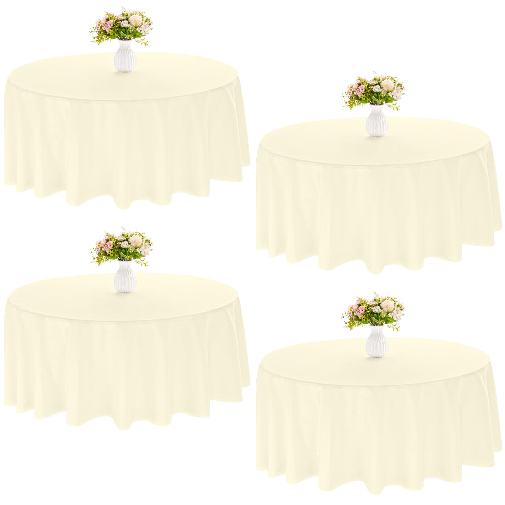 Photo 1 of JALANCY 4 Pack 90 Inch Round Tablecloth Polyester Washable Table Covers for Wedding Dining Table Buffet Parties Banquet Decor?Beige?