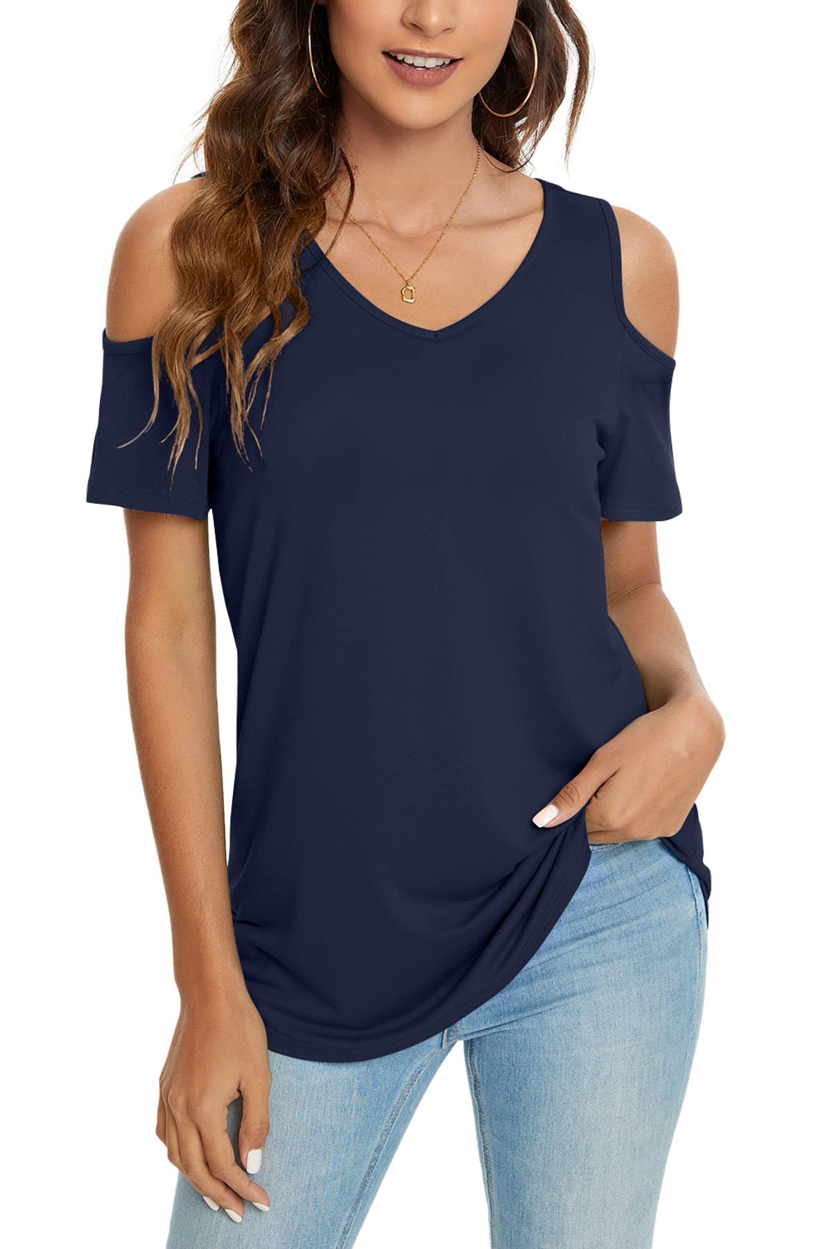 NILOUFO Womens Summer Casual Shirts Short Sleeve