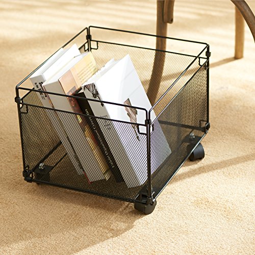 Modern Rolling Black Metal Mesh Legal Hanging File Folder Organizer