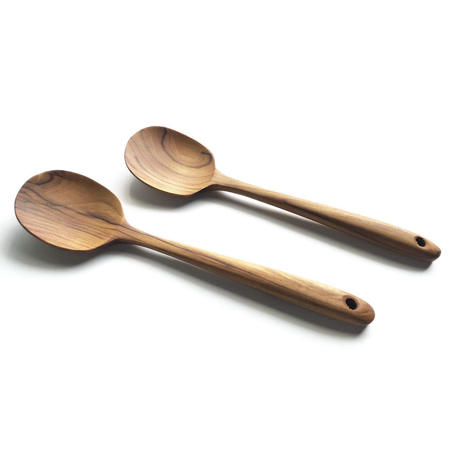 FAAY 2 Teak Serving Spoons, 9.5 Inches Wooden Spoon, Small Cooking Spoon, Salad Servers, Handcrafted from High Moist Resistance Teak, 100% Healthy Utensils