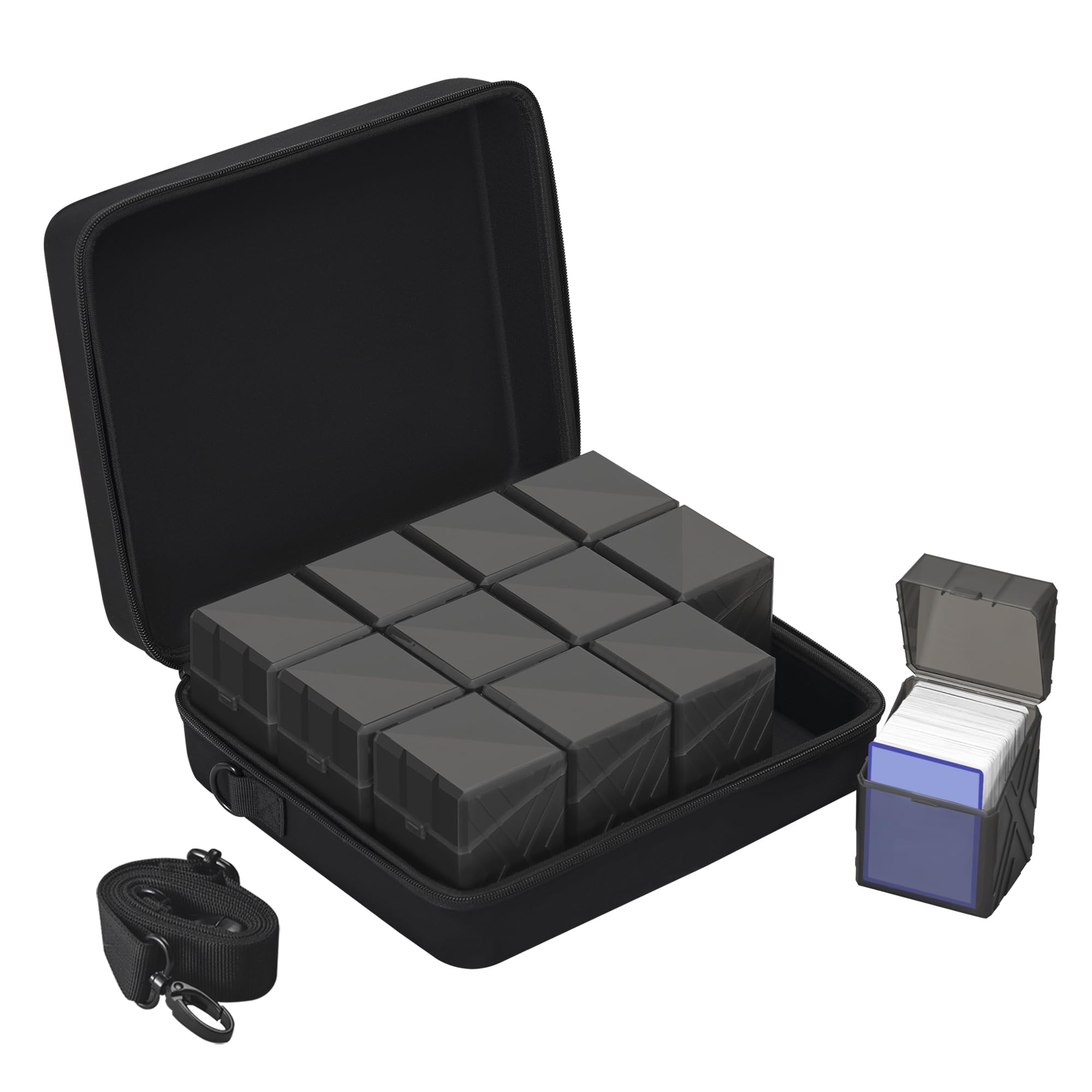 Photo 1 of 200+ Hard Portable Card Deck Cases, Compatible MTG, TCG and Sport Cards etc. Game Cards, Set Contains 12 Pack Clear Card Storage Boxes and one card box storage bag.(No Cards) (Black, 12 pack)
