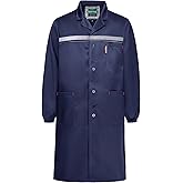 Yukirtiq Men's Lab Coats Reflective Long Warehouse Coats DIY Garage Painter Laboratory Coat Scientist Work Smock