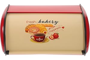 TOYANDONA Vintage Red Bread Box for Kitchen Countertop Stainless Steel Bread Storage Container with Lid
