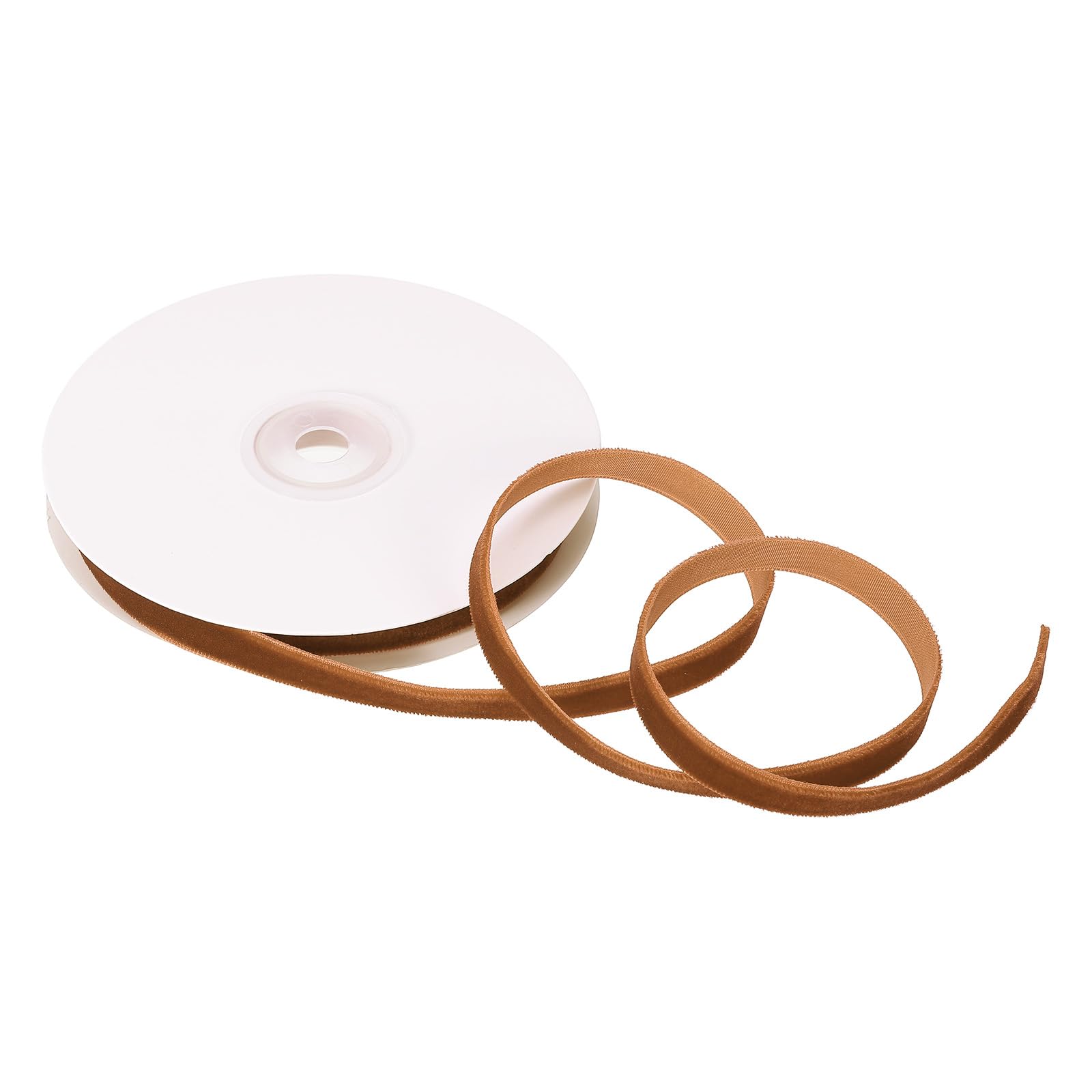 M METERXITY 1 Roll Velvet Ribbon - Polyester Single Face Spool Apply to DIY Decor Bridal Bouquets Wedding Cards Present Packaging (10 Yd x 3/8 in, Khaki)