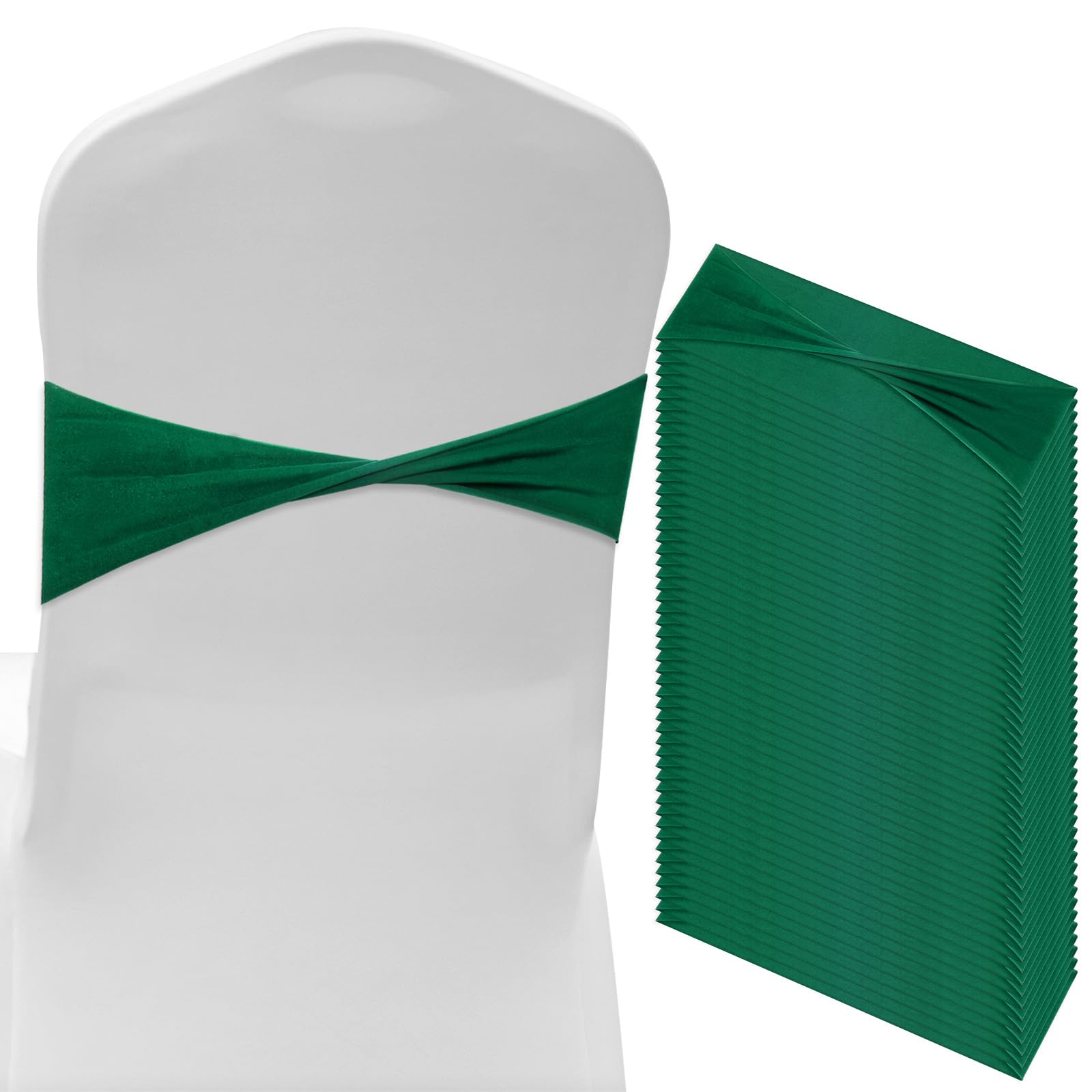 M METERXITY 100-Pack Spandex Chair Sashes, Chair Bands Slider Sashes Stretch Chair Cover Chair Bands Ties Without Buckle for Wedding/Banquet/Party/Ceremony Event Decoration [Grass Green]