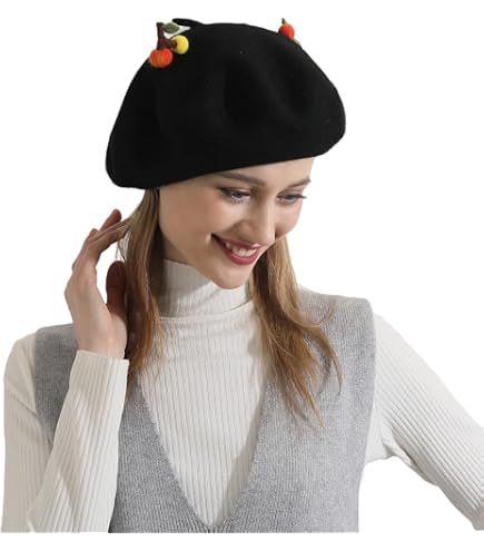 Halloween Red Devil Horn Tail Painter Hat Lolita Beret Cap