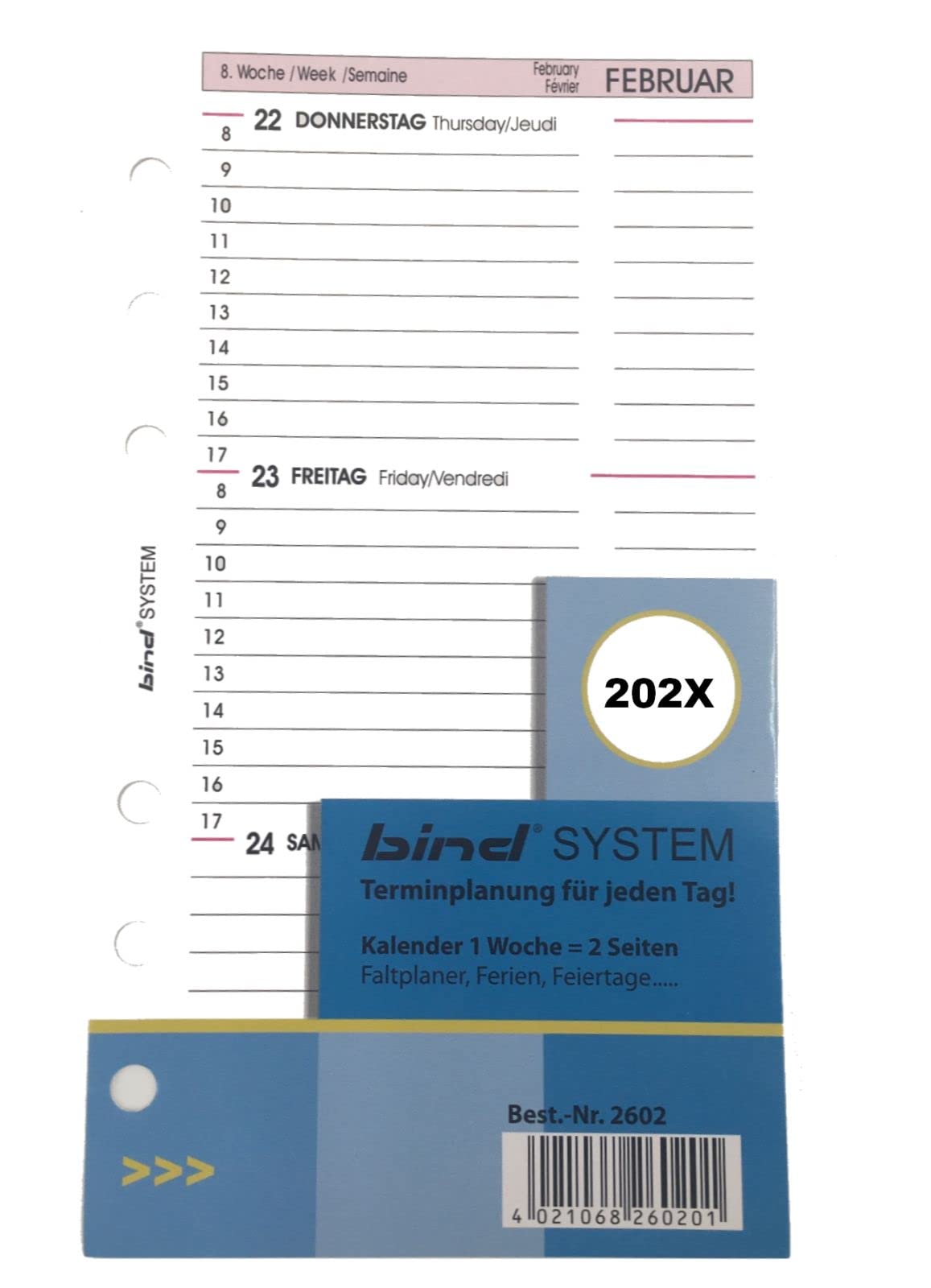 bind Calendar 2025 A6 Calendar Insert Daily Calendar 1 Week on 2 Pages B260225