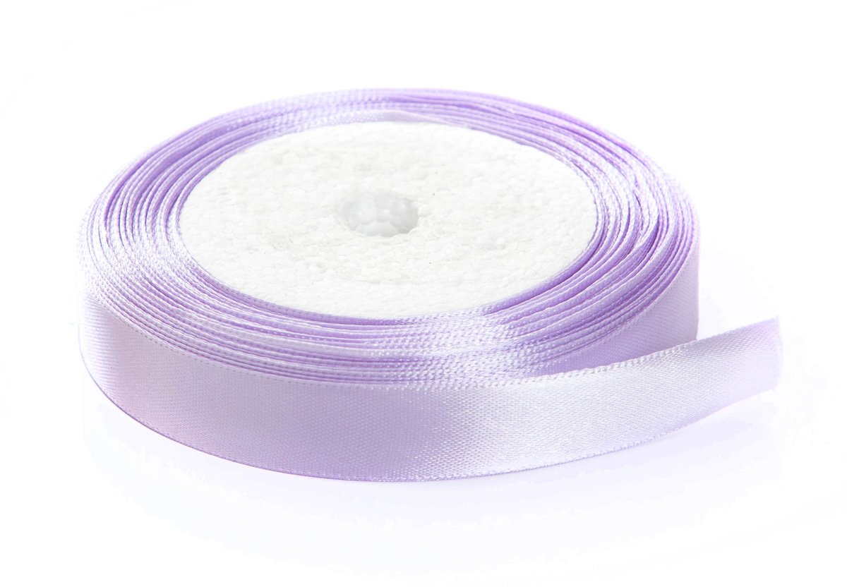 Solid Color Satin Fabric Ribbon for Craft, Gift Wrapping, Hair Bow, Wedding Deco … (Light Purple, 1" x 25 Yards)