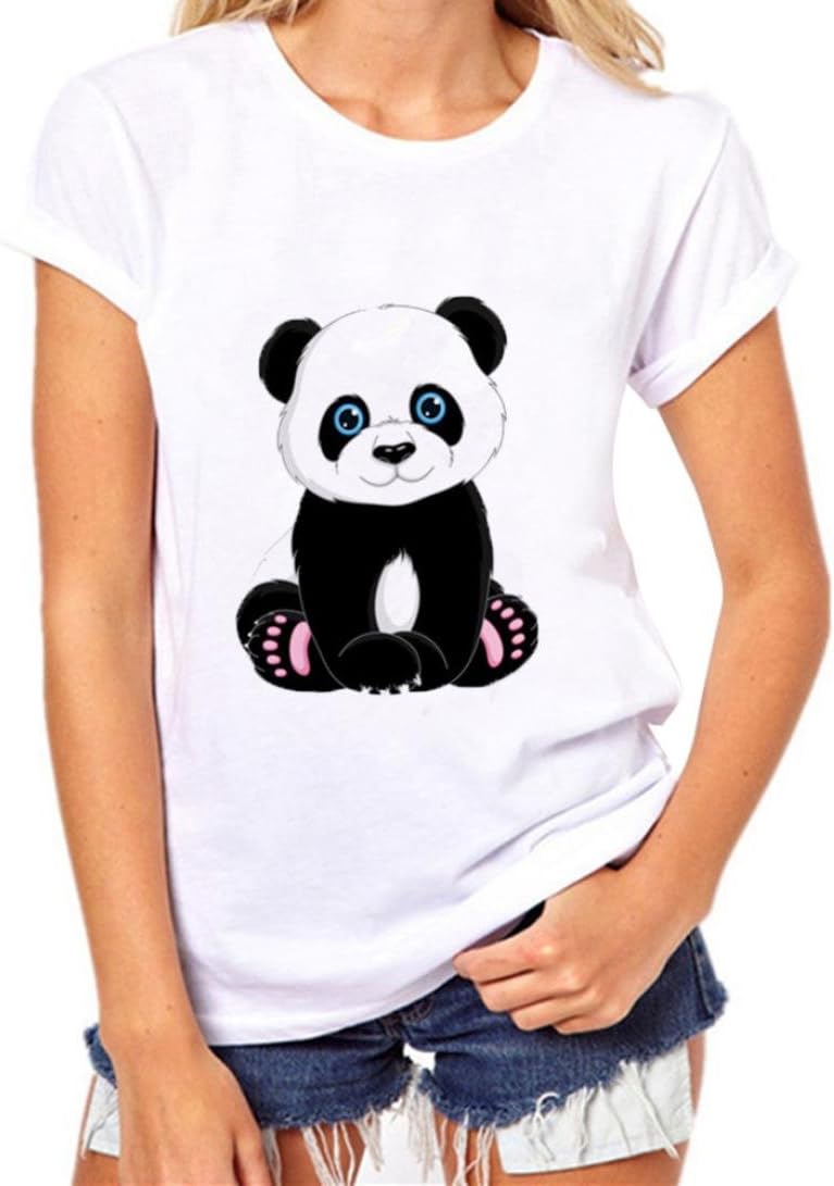 SOMESUN Panda Printing T-Shirts Women Girls Plus Size Panda Print Tees Shirt Short Sleeve Cotton Blouse Tops