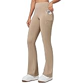Willit Women's Fleece Lined Pants Thermal Leggings Winter Bootcut Yoga Pants Zipper Pockets Flare High Waist Water Resistant