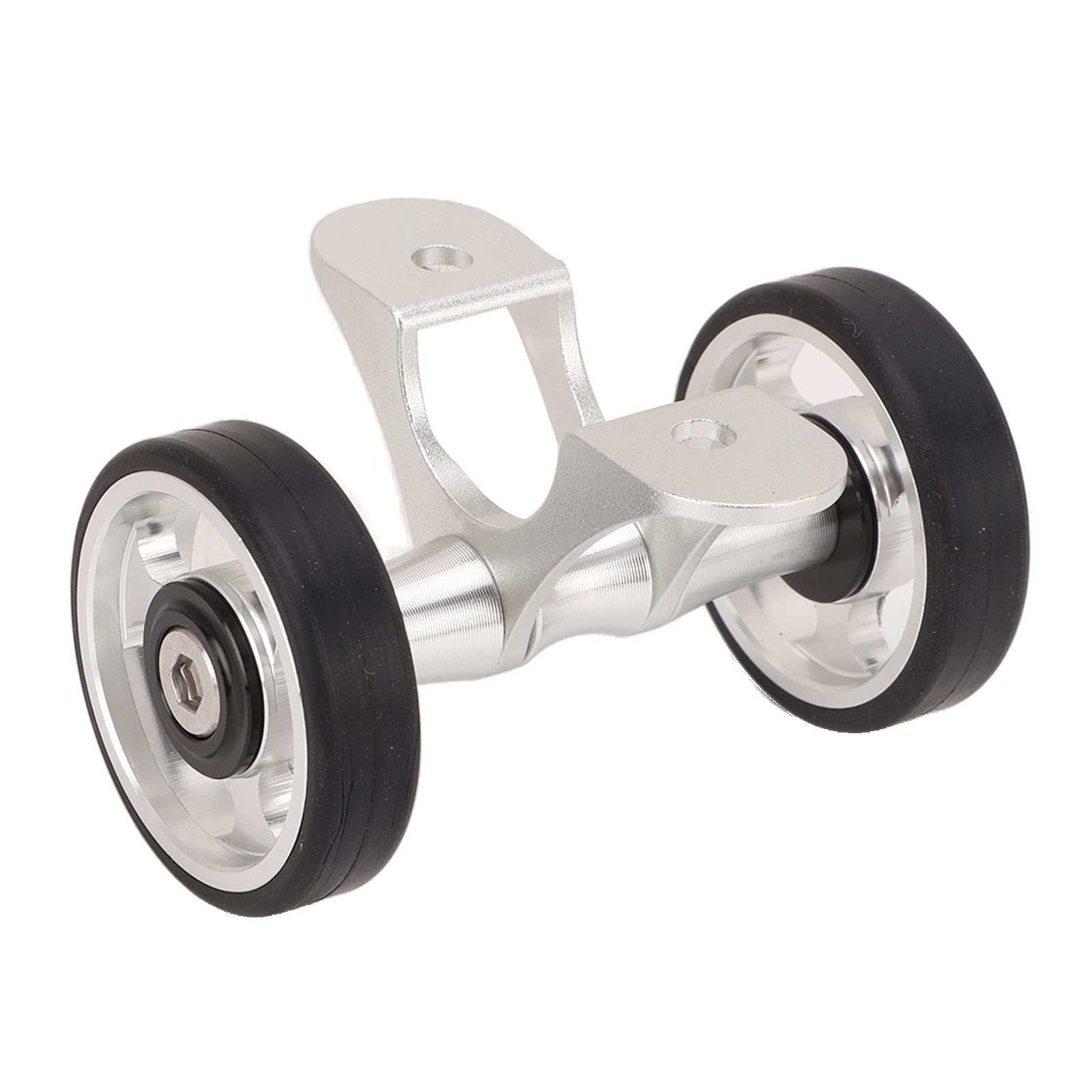VBESTLIFE Folding Bike Double Roller Rear Wheels, Bicycle Mudguard Easywheel - Aluminum Alloy Wheel Easy Extension Roller Assembly compatible with Brompton/Dahon Folding Bike(Silver)