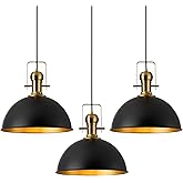 ALAISLYC 12 Inch Black Farmhouse Pendant Lights Matte Pendant Lights for Kitchen Island Industrial Adjustable Height Vintage 