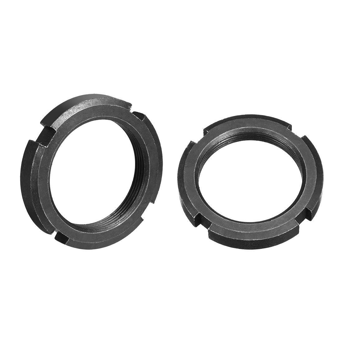 uxcell M40x1.5mm Fine Pitch Thread Retaining Four-Slot Slotted Round Nut, 2Pcs Carbon Steel Round Lock Nut for Various Rolling Bearings, Industrial Field, Black