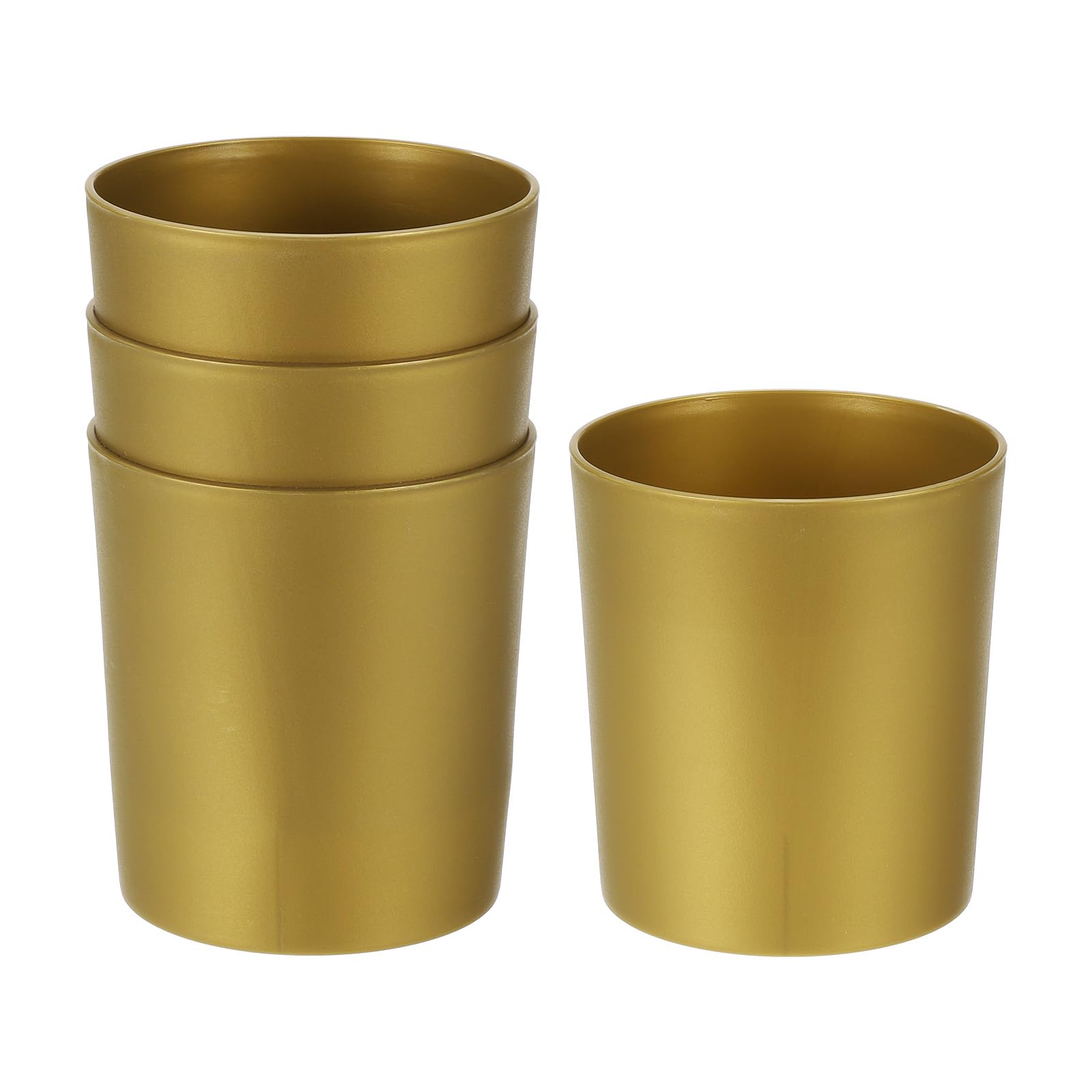 M METERXITY 4-Pack Plastic Plant Pots, 4 Inch Plastic Planters Round Flower Planter Containers Flower Pots for Indoor/Outdoor/Garden, Plant Holder [Gold Tone]