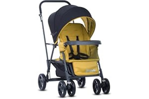 Joovy Caboose Sit and Stand Double Stroller with Rear Bench and Standing Platform, 3-Way Reclining Seats, Optional Rear Seat, and Universal Car Seat Adapter (Amber)