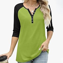 Womens 3/4 Sleeve Tops and Blouses Plus Size