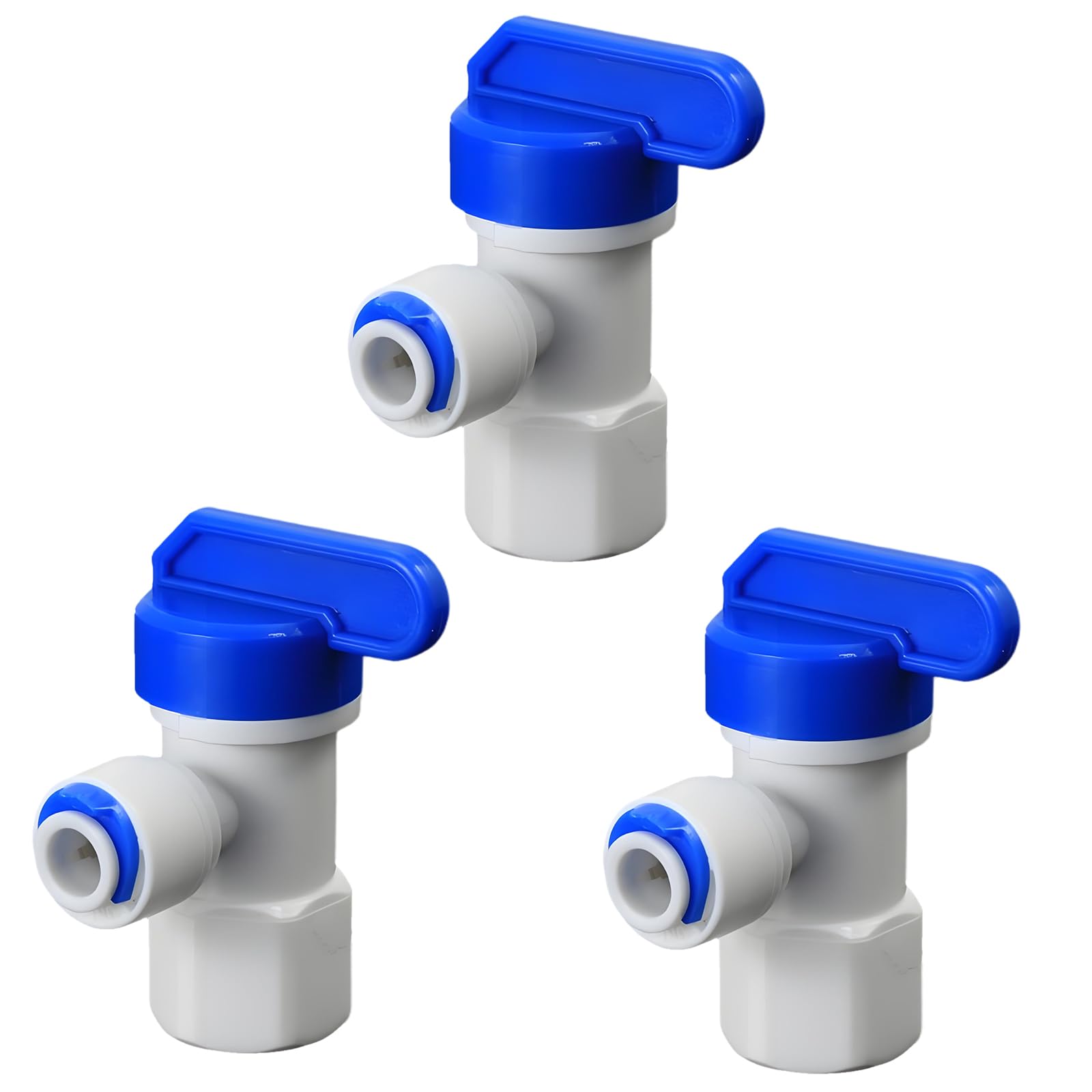 Photo 1 of 1/4" Female Thread x 1/4" PE Pressure bucket ball valve with Push-In Quick-Connect for RO Reverse Osmosis Water Filter Plastic Fitting, Beverage Dispenser & Water Filtration/Purification Systems(3PCS)