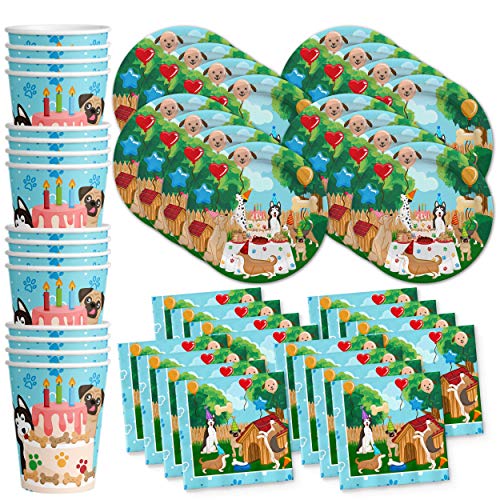 Puppy Dog Party Pups Birthday Party Supplies Set Plates Napkins Cups Kit for 16 by Birthday Galore