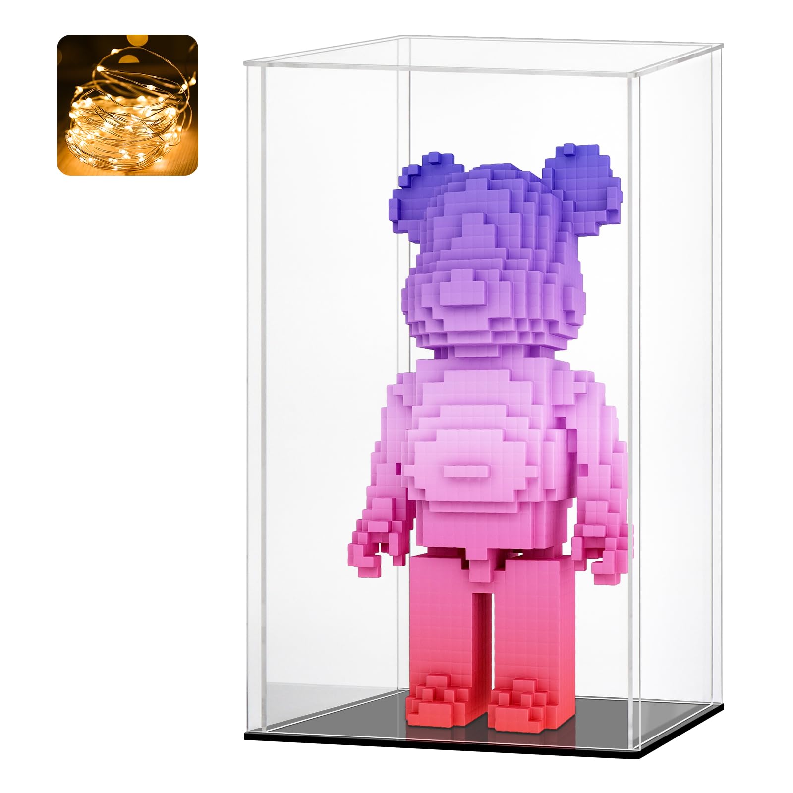 HUIJINTAO Clear Acrylic Display Case Countertop Box Cube Organizer Stand Dustproof Protection Showcase for Action Figures/Toys/Collectibles(8x8x10inch;20x20x25cm)