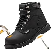 TOSAFZXY Work Safety Boots for Men Durable Crazy-Horse Leather Indestructible Steel Toe Waterproof and Non-Slip Better Warmth Men Work Shoes