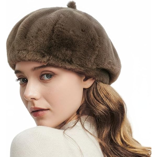 Dark Brown, Fur Hat, Beret, Women\'s, Winter, Classic, Headwear, ~ 251222-WH 871 Brown Fur Beret - Etsy main image 2