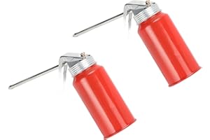 2PCS 200ml Oil Can Pump Oiler, Cold Rolled Steel Hand Pump Oil Spray Can with Comfortable Curved Handle, for Motorcycles Cars