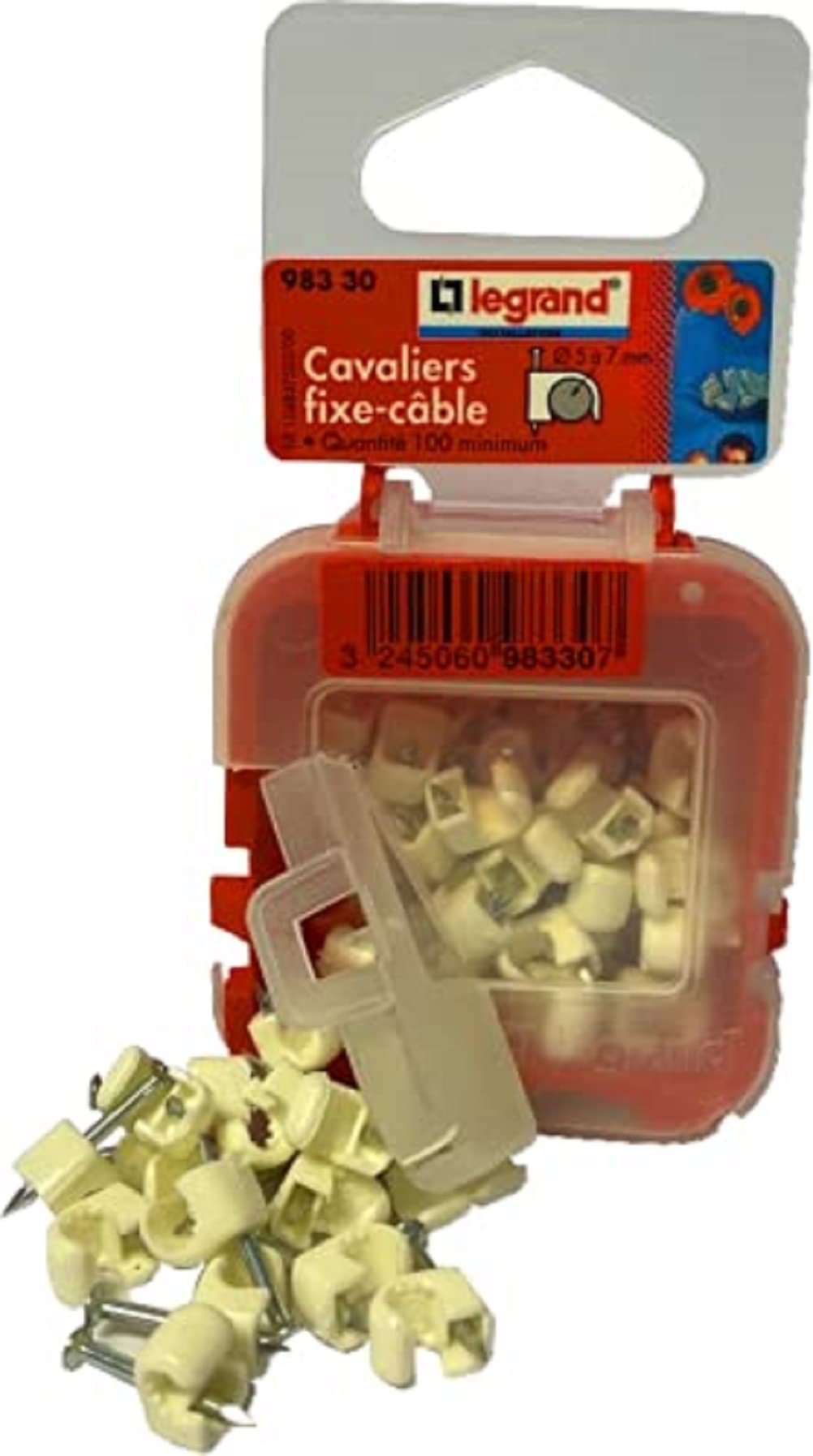 Legrand LEG98380 Cable Clips Flexible Versatile Diameter 57 Grey Pack of 20