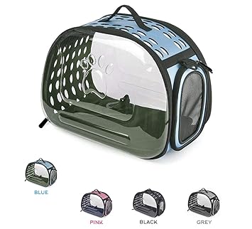 Urbancart Transparent Foldable/Portable pet Carrier Bag with Breathable Holes for Puppies, Cat(Blue)(Small)(41cm*23cm*22cm)