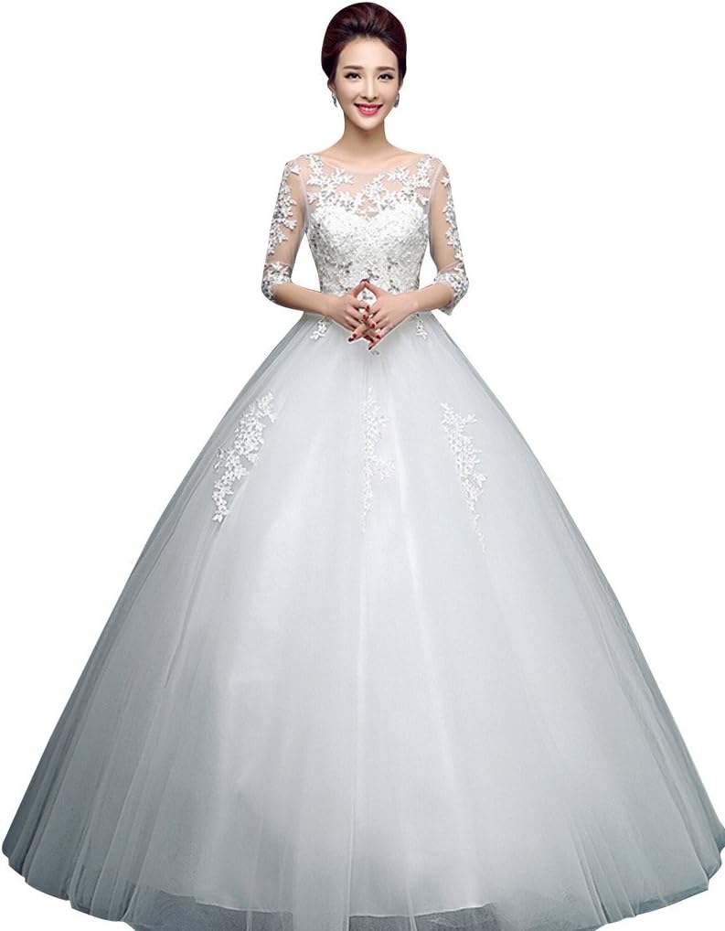 Oailiya Women's Lace Tulle Wedding Dress Bridal Gown