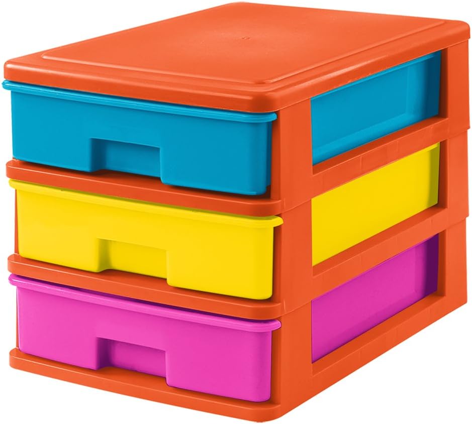 Great Plastic Plastic Set 3 Small Drawers 270X180X200 mm MultiColour